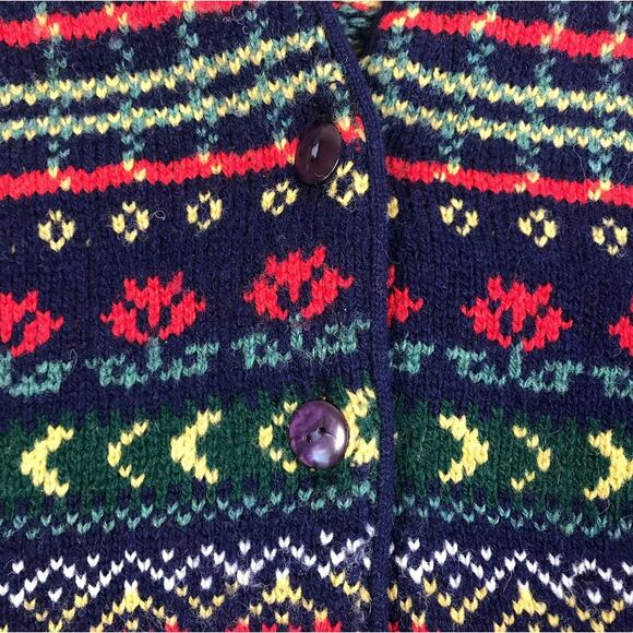 EDINBURGH Lambswool Cardigan Sz M VTG 80's Oversize Holiday Cozy Made Scotland - Picture 5 of 13